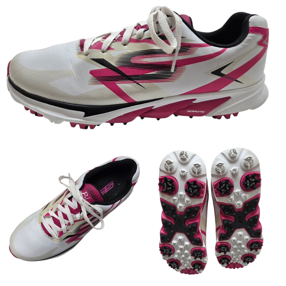 SKECHERS Faux Leather Go Golf Blade Womens Golf Shoes Size 9.5 White Pink New
